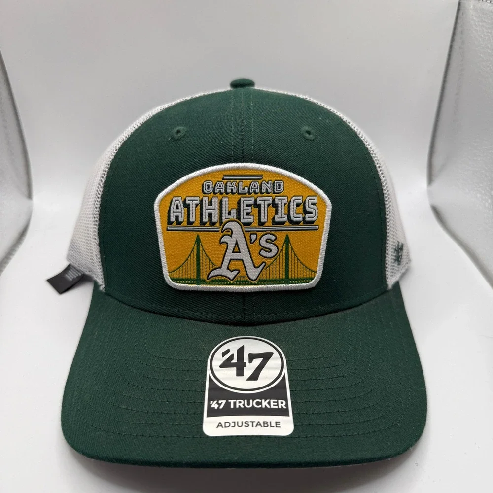 47 Brand Oakland Athletics MLB Trucker Hat Green White‎ Adjustable Snapback Cap